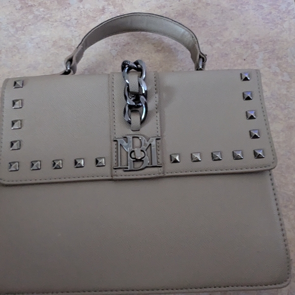 Badgley Mischka Beige Satchel with Silver Accents - Picture 1 of 5